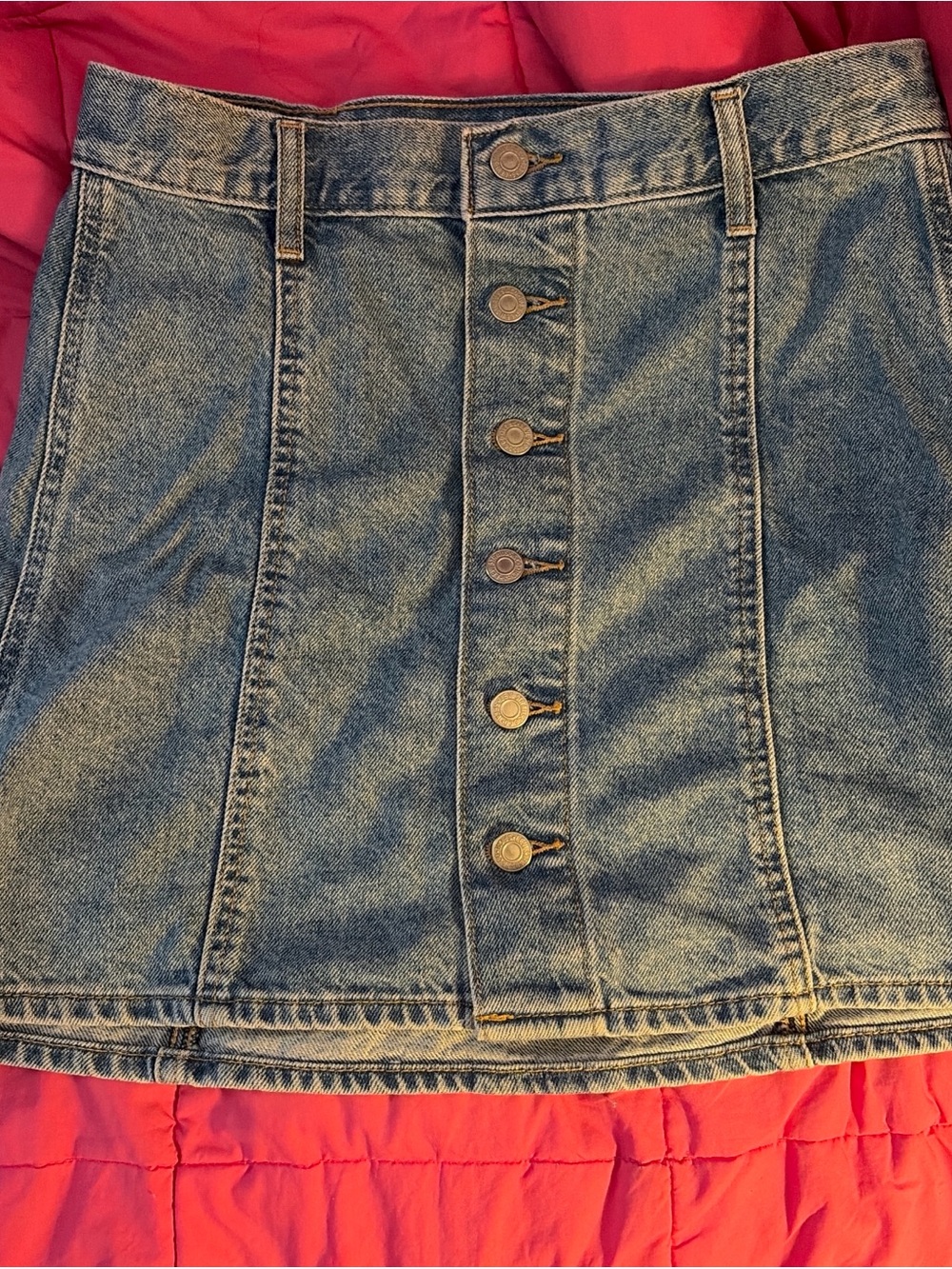 Levi's Button-Front Denim Mini Skirt - Light Blue